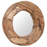VidaXL Oglindă decorativă Lemn de tec 60 cm Rotundă 244560
