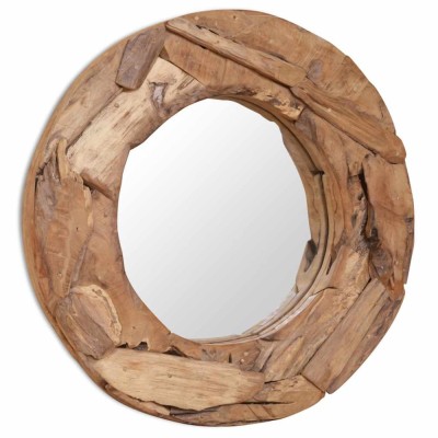 vidaXL Oglindă decorativă Lemn de tec 60 cm Rotundă 244560 foto