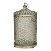 Felinar Gradina LED, Sticla, Metal, 9x9x16cm, Alb Auriu, Inart (Baterii Necesare)