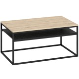 HOMCOM Masă de cafea cu raft, stil industrial modern, 2 rafturi &amp; picioare reglabile, stejar | Aosom Romania