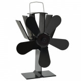 Ventilator de sobă cu alimentare termică, 5 palete, negru