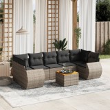 vidaXL Set canapele de grădină cu perne, 8 piese, gri, poliratan 3257250