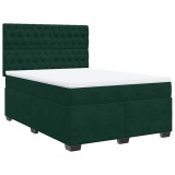 Cumpara ieftin Pat box spring cu saltea, verde inchis, 140x190 cm, catifea
