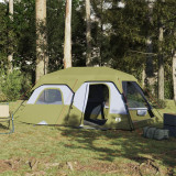 VidaXL Cort de camping pentru 9 persoane, verde, impermeabil