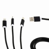 CABLU alimentare si date GEMBIRD, USB 2.0(T) la Lightning(T)+Micro-USB 2.0(T)+USB 2.0 Type-C(T),1m,impletit,incarcare simultana a 3 tipuri de telef,ne