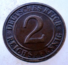 7.751 GERMANIA WEIMAR 2 REICHSPFENNIG 1924 G foto