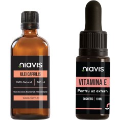 Pachet Ulei Caprilis (Ulei de Cocos Fractionat) 100ml + Vitamina E - Uz Cosmetic 10ml