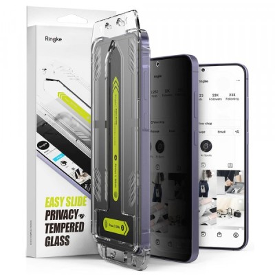 Folie de protectie Ecran Privacy Ringke Easy Slide pentru Samsung Galaxy S25+ S936 / S24+ S926, Sticla Securizata, Full Glue, Set 2 bucati foto
