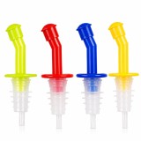 Cumpara ieftin Set 4 dopuri picuratoare pentru sticle, culori diverse aleatorii, dozatoare reutilizabile pentru ulei, otet, vin si lichide