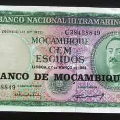 Bancnota 100 ESCUDOS - MOZAMBIQUE (COLONIE PORTUGHEZA) 1961 * Cod 516 - UNC