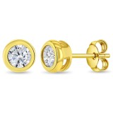 Cercei din aur 14k, Sparkling Bezel, cu fluturas