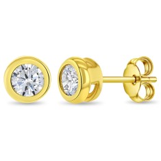 Cercei din aur 14k, Sparkling Bezel, cu fluturas