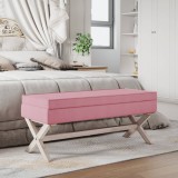 Cumpara ieftin Taburet de depozitare, roz, 110x45x49 cm, catifea
