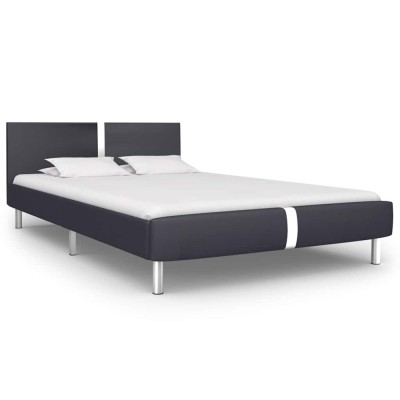 Cadru de pat fără saltea piele artificială neagră 135x190 cm foto
