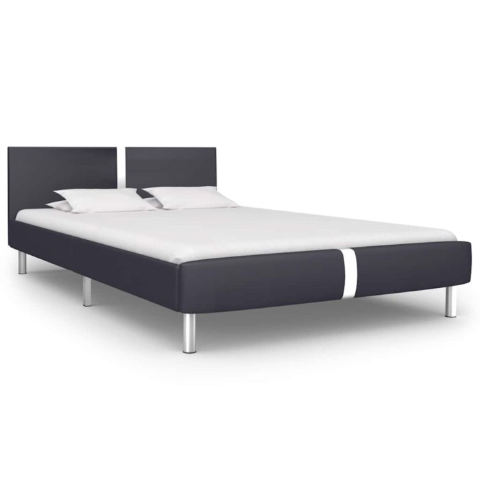 Cadru de pat fără saltea piele artificială neagră 135x190 cm