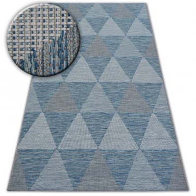 Covor sisal Loft 21132 Triunghiuri fildeş si argintiu si albastru, 200x290 cm foto