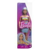PAPUSA BARBIE FASHIONISTA CU PAR ALBASTRU PLATINAT SI TOP SPORT