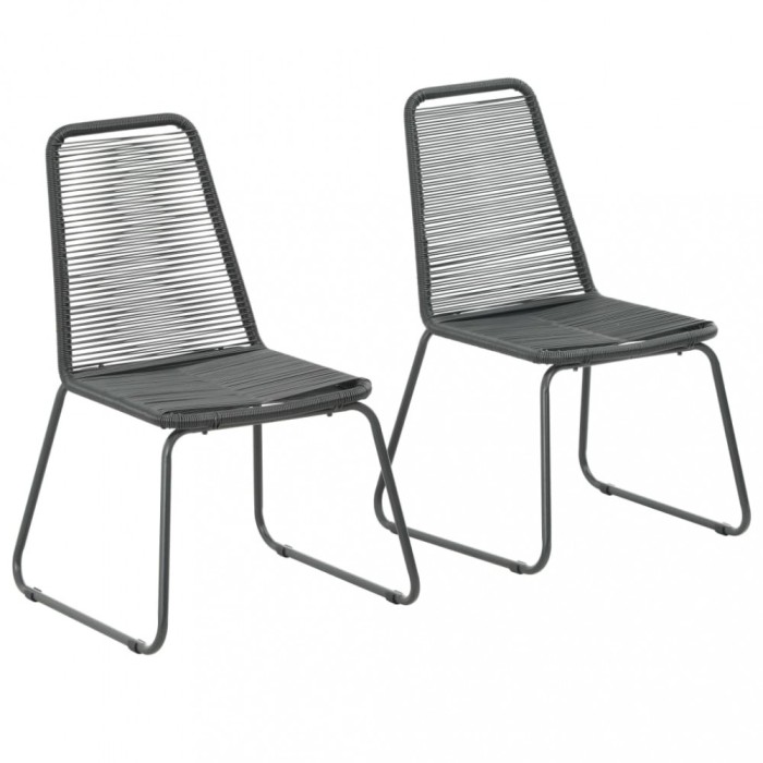 Gossi scaune de exterior, 2 buc., negru, poliratan