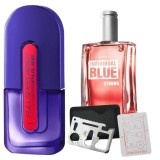 Cumpara ieftin Set apa de toaleta Full Speed Pulse 75 ml, apa de toaleta Individual Blue Strong 100 ml, card multifunctional de supravietuire, otel inoxidabil, Avon
