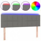 Cumpara ieftin Tablie de pat cu LED, gri inchis, 144x5x78/88 cm, textil