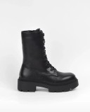 Botine Dama Platforma Chunky Piele Ecologica Negre Fermoar Siret Marimea 41