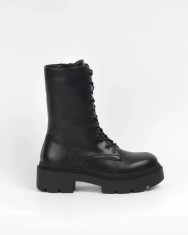 Botine dama cu platforma chunky, piele ecologica, Negru - 39