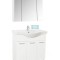 Set mobilier baie cu lavoar GN1531, front MDF cu lavoar ceramic, 80 cm, 3 usi, picioare reglabile cromate, balamale soft close si dulap cu oglinda Cel