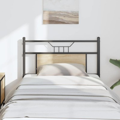 vidaXL Tăblie de pat din Stejar Sonoma 80 cm lemn și oțel 4106819 foto