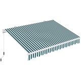 Outsunny Copertină Retractabilă cu Braț Pliabil și Protecție UV, 395x 245 cm, Verde și Alb | Aosom Romania