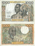 1966 , 1.000 francs ( P-103 Ak ) - Coasta de Fildeş ( Statele Africane de Vest )