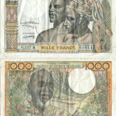1966 , 1.000 francs ( P-103 Ak ) - Coasta de Fildeş ( Statele Africane de Vest )