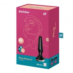 SATISFYER Plug-ilicious 2 - Reincarcabil - Plug anal din silicon moale, cu doua motoare, 10 moduri de vibratii, controlabil clasic (de la baza) sau pr foto