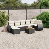 Cumpara ieftin Gossi set mobilier de gradina cu perne, 8 piese, negru, poliratan