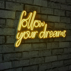 Decoratiune luminoasa LED, Follow Your Dreams, Benzi flexibile de neon, DC 12 V, Galben