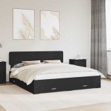 vidaXL Cadru de pat cu headboard Negru 200 x 200 cm Lemn compozit 3412333