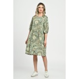 Rochie Medie Dama V263, Vernil cu imprimeu paisley - M
