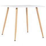 Cumpara ieftin Masă de bucătărie, alb și stejar, 80,5 x 80,5 x 73 cm, MDF