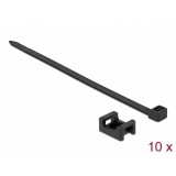 Set 10 bride L 150 x B 7.2 mm + 10 suport pentru montare surub 23 x 16 mm Negru, Delock 18886