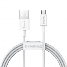 Cablu de date Premium - USB la Micro-USB, 2A, 1m - alb - Baseus (CAMYS-02)