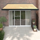 VidaXL Copertină retractabilă, galben/alb, 3x2,5 m, textil/aluminiu