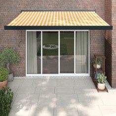 vidaXL Copertină retractabilă, galben/alb, 3x2,5 m, textil/aluminiu
