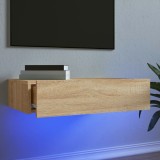 VidaXL Comodă TV cu lumini LED, stejar sonoma, 60x35x15,5 cm