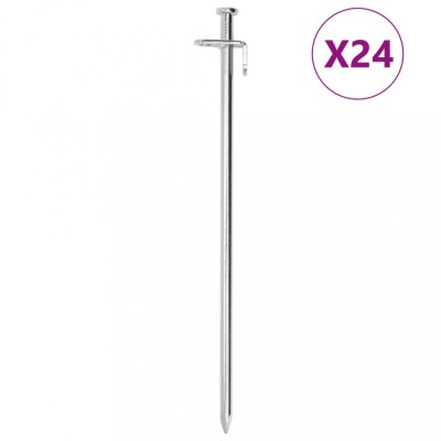 Țăruși de cort, 24 buc., 30 cm, 8 mm, oțel galvanizat foto