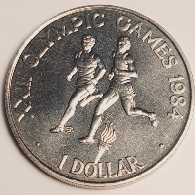 3299 Solomon 1 Dollar 1984 Elizabeth II (Olympics) tiraj 5.000 km 19 foto