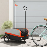 Remorca pentru biciclete, negru si portocaliu, 45 kg, fier GartenMobel Dekor, vidaXL