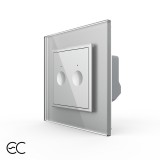 Intrerupator dublu touch Livolo Zigbee EC cu rama din sticla, gri