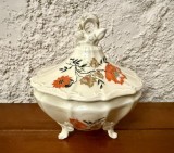 BOMBONIERA/ CASETA DIN PORTELAN FIN CREM H16CM