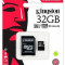 Card de memorie Kingston Canvas Select microSDHC, 32 GB, 80 MB/s Citire, 10 MB/s Scriere, Clasa 10 UHS-I + Adaptor SD