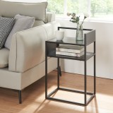 Noptiera Riihim&auml;ki 65x40x30cm otel negru mat [en.casa] HausGarden Leisure