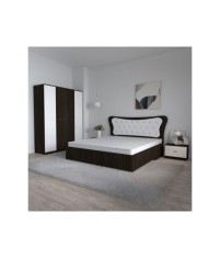 Dormitor Dante, 4 Piese, Pat Dante 160 X 200, 2Noptiere, Dulap Mirela W, Culoare Wenge/Alb
